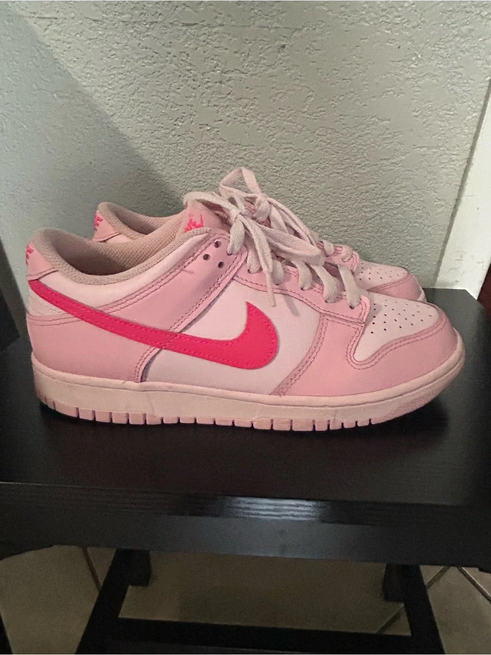 Nike Women’s Dunk Low Triple pink color Foam Hyper pink size 7.